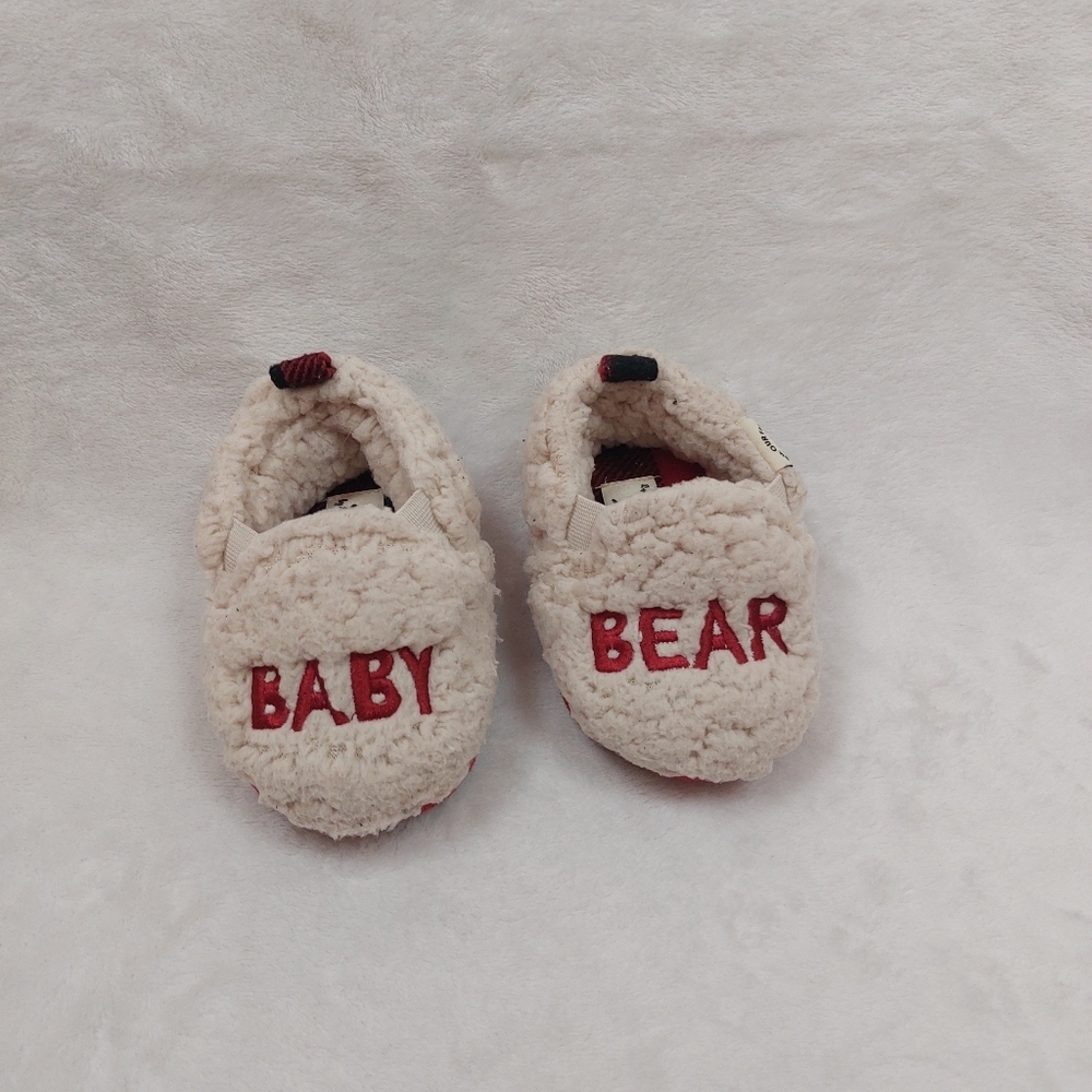 DEARFOAMS INFANT BABY BEAR RED SHERPA FAMILY HOLIDAY CHRISTMAS SLIPPERS SIZE 6-9